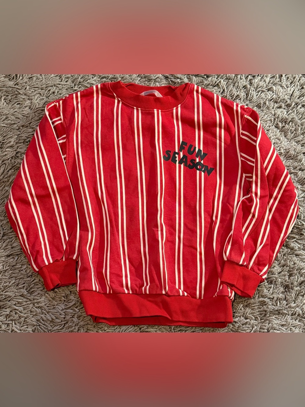 Boys H&M Kids Red Striped Fun Season Sweatshirt Size 6X/7